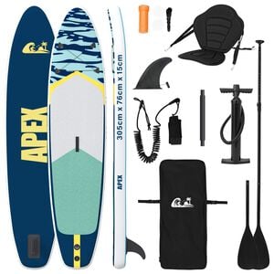vidaXL SUP-br&auml;da med sits 2-i-1 APEX 305 x 76 x 15 cm Bl&aring; f&ouml;r