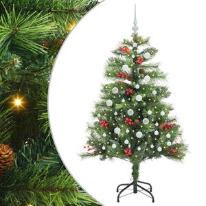vidaXL Konstgjord julgran med LED -remsljus Gr&ouml;n 150 cm PVC och metall