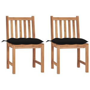 vidaXL Tr&auml;dg&aring;rdsstolar 2 st med dynor massiv teak