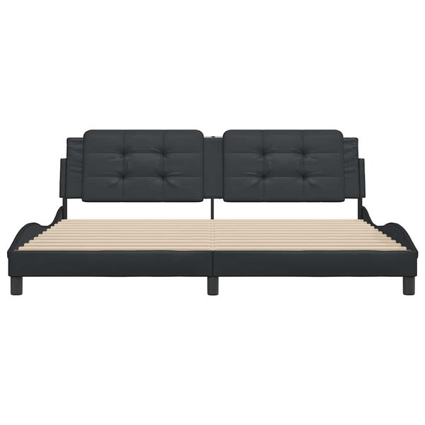 vidaXL Bed Frame without Mattress "Zadar" Black 200x200 cm Faux Leather
