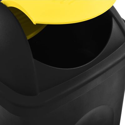 vidaXL Soptunna med svänglock 60L svart och gul