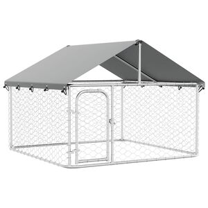 vidaXL Hundg&aring;rd med tak f&ouml;r utomhusbruk 200x200x150 cm