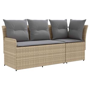 vidaXL Tr&auml;dg&aring;rds armsoffa med h&ouml;rnsoffa 2 Stycke Beige och Ljusgr&aring;