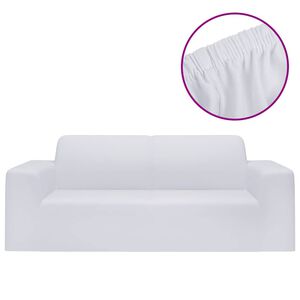 vidaXL Soff&ouml;verdrag 2-sits med stretch vit polyesterjersey