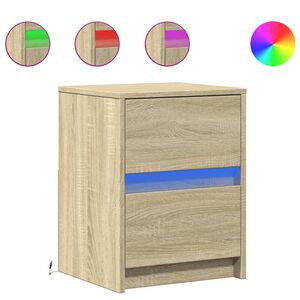 vidaXL S&auml;ngbord med LED-lampor 2 st sonoma-ek konstruerat tr&auml;