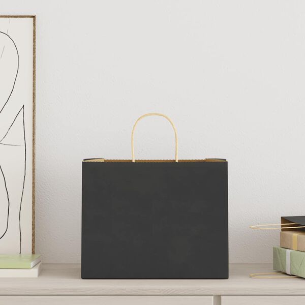 vidaXL Pappersp&aring;sar 250 st med handtag svart 32x22x24 cm