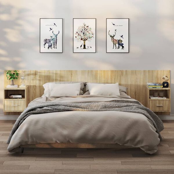 vidaXL V&auml;ggmonterade s&auml;ngbord 2 st sonoma-ek