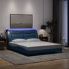 vidaXL Bed Frame with LED without Mattress "Hvar" Blue 160x200 cm Fabric