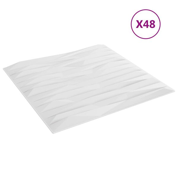 vidaXL Väggpaneler 48 st vit 50x50 cm XPS 12 m² sten