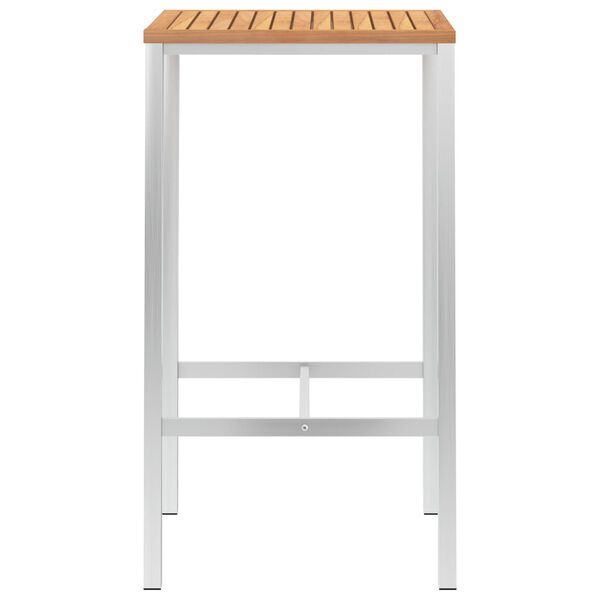 vidaXL Barbord 60x60x105 cm massiv teak och rostfritt stål