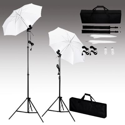 vidaXL Fotostudio med bakgrund, softbox och paraply