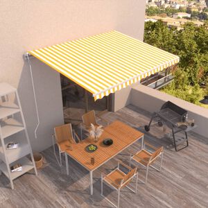 vidaXL Markis automatiskt inf&auml;llbar 400x350 cm gul och vit