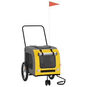 vidaXL Cykelvagn f&ouml;r djur gul och gr&aring; oxfordtyg och j&auml;rn