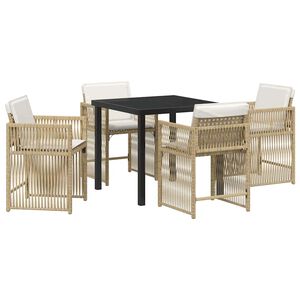vidaXL Tr&auml;dg&aring;rdsm&ouml;belset 5 pcs Beige konstrotting