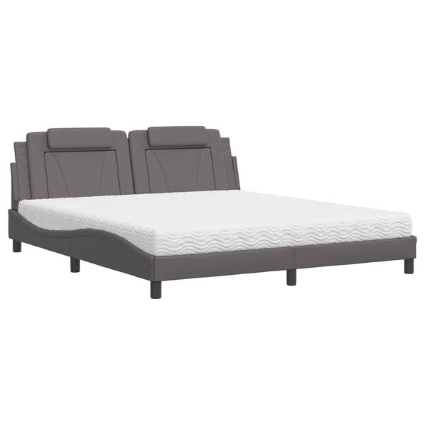 vidaXL Bed "Viana" with Mattress Grey 180x200 cm Faux Leather