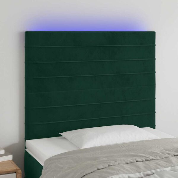 vidaXL S&auml;nggavel LED m&ouml;rkgr&ouml;n 80x5x118/128 cm sammet