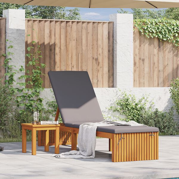 vidaXL Solstol Reclining Brun 200 x 55 x 94cm Massivt akaciaträ