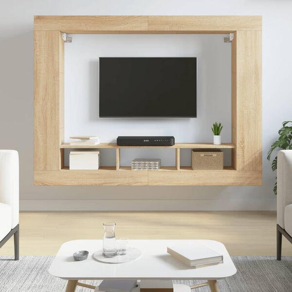 vidaXL Tv-hylla sonoma-ek 152x22x113 cm konstruerat tr&auml;