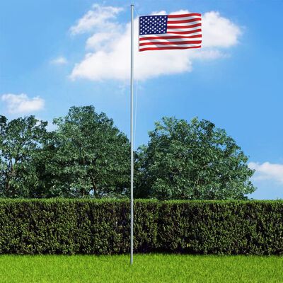 vidaXL USA:s flagga och flaggstång i aluminium 6,2 m