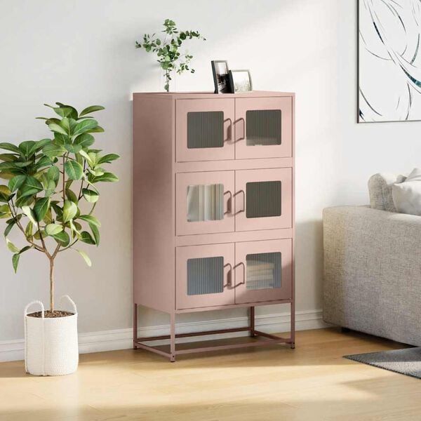 vidaXL Highboard rosa 68x39x123 cm stål