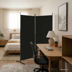 vidaXL Rumsavdelare 2 panel svart 175x180 cm tyg
