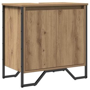 vidaXL Badrumssk&aring;p med handfat Artisan Ek 60 x 35 x 60 cm
