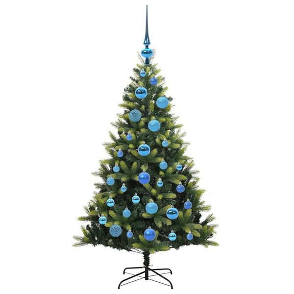 vidaXL Konstgjort F&auml;llbart Jultr&auml;d 150 LEDs Gr&ouml;n 120 cm PVC och PE