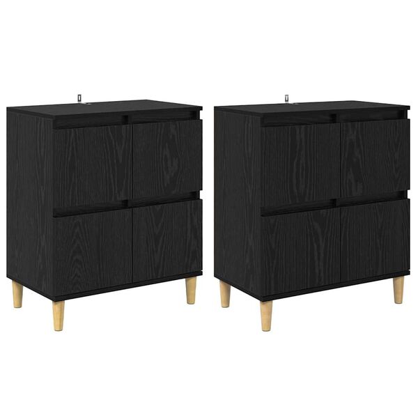 vidaXL Sk&aring;p 2 pcs Svart Ek 60 x 35 x 70 cm Konstruerat tr&auml;