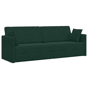 vidaXL Golvb&auml;ddsoffa M&ouml;rkgr&ouml;n 213 x 70 x 77 cm Sammet