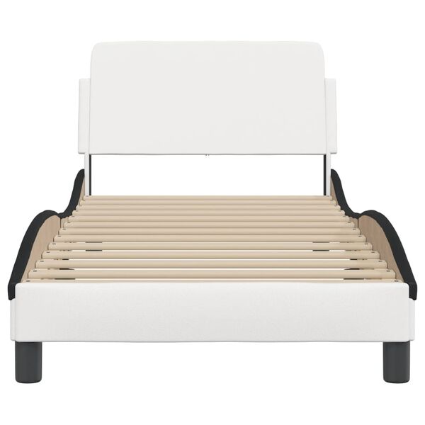 vidaXL Bed Frame "Dover" White&Black 90x190 cm Faux Leather
