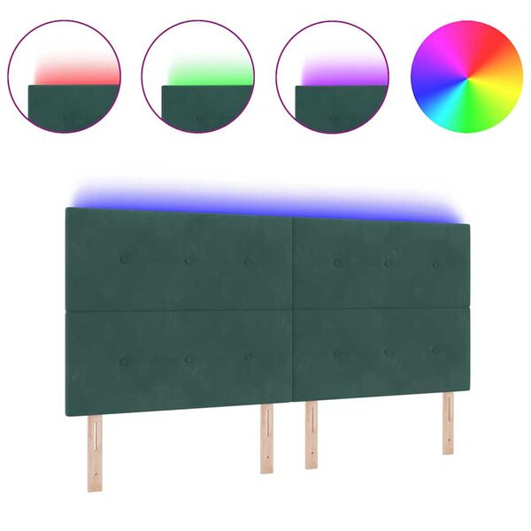 vidaXL Huvudgavel med LED -remsljus med huvudgavel Gr&ouml;n 100 cm Sammet