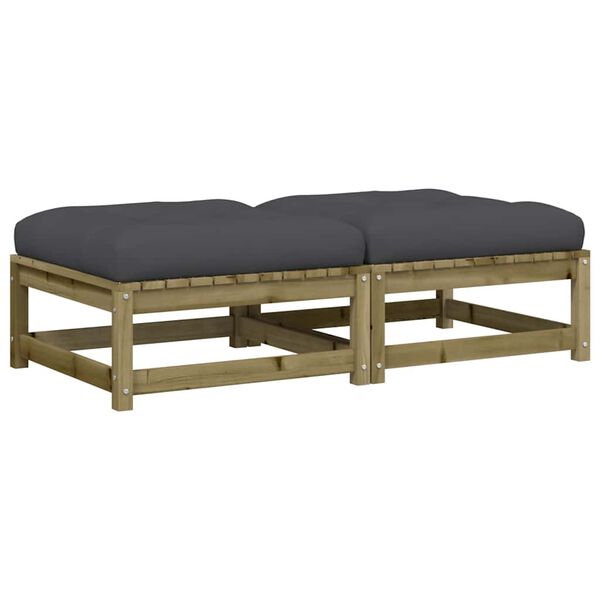 vidaXL Fotpallar med dynor för trädgården 2 st impregnerad furu