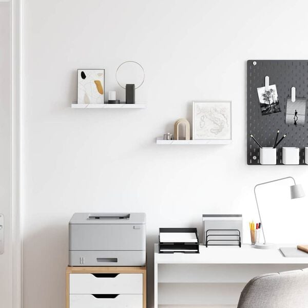 vidaXL V&auml;gg hylla 2 pcs Vit marmor 40 x 9 x 3 cm Konstruerat tr&auml;