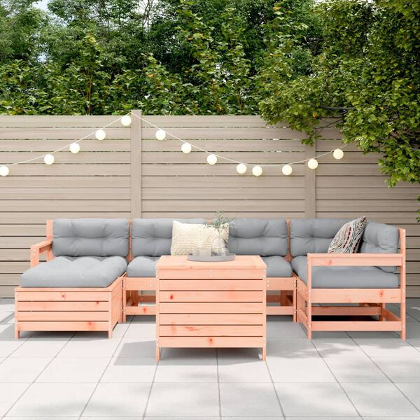 vidaXL Soffgrupp f&ouml;r tr&auml;dg&aring;rden 7 delar massiv douglasgran