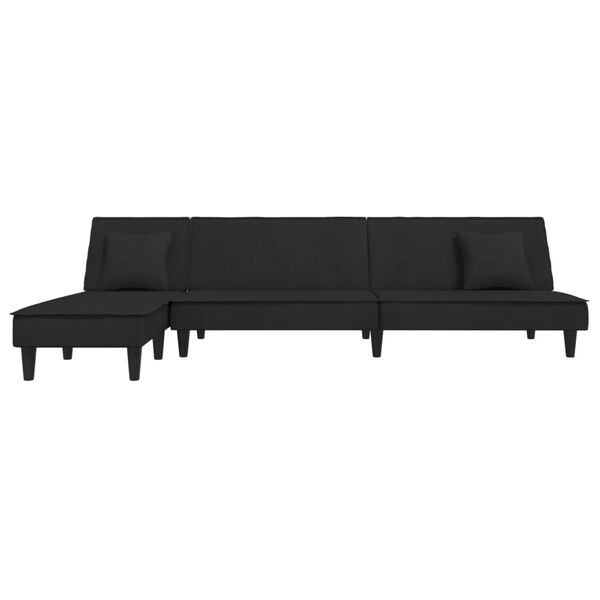 vidaXL L-formad b&auml;ddsoffa svart 255x140x70 cm sammet
