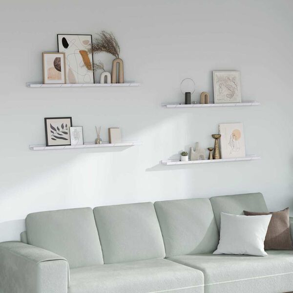 vidaXL V&auml;gg hylla 4 pcs Vit marmor 100 x 9 x 3 cm Konstruerat tr&auml;