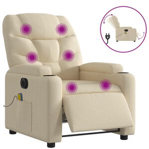 vidaXL Elektrisk massagef&aring;t&ouml;lj gr&auml;ddvit tyg