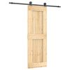 vidaXL Skjutd&ouml;rr Naturlig och svart 70 x 210 cm Massiv furutr&auml;d&ouml;rr