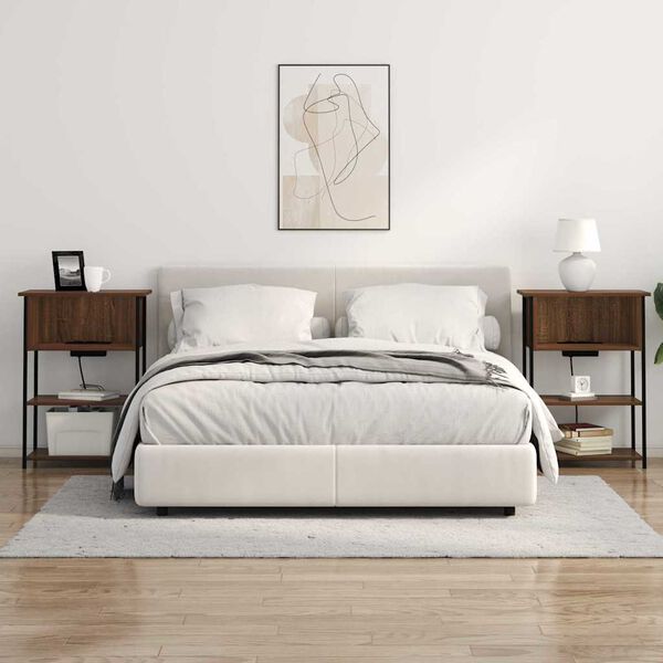 vidaXL Nattduksbord Brun Ek 55 x 31 x 76 cm Konstruerat tr&auml;