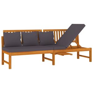 vidaXL Dagb&auml;dd med gr&aring;a dynor 200x60x75 cm massivt akaciatr&auml;