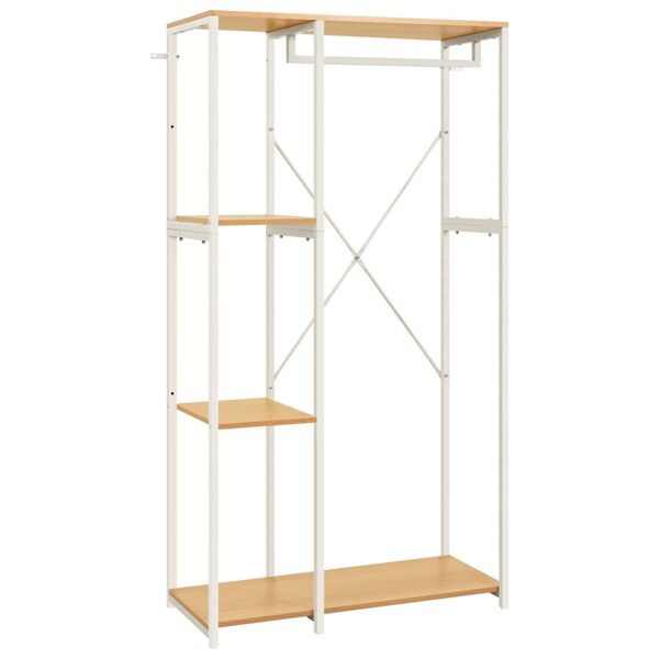 vidaXL Garderob vit och ek 90x40x167 cm metall och sp&aring;nskiva