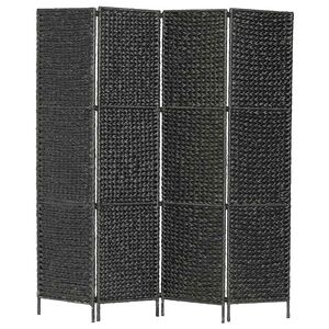 vidaXL Rumsavdelare 4-paneler vattenhyacint 154x160 cm svart