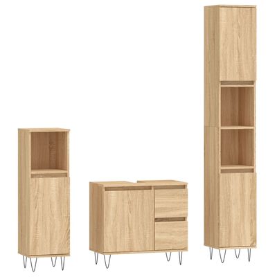 vidaXL Badrumsmöbler set 3 delar sonoma-ek konstruerat trä