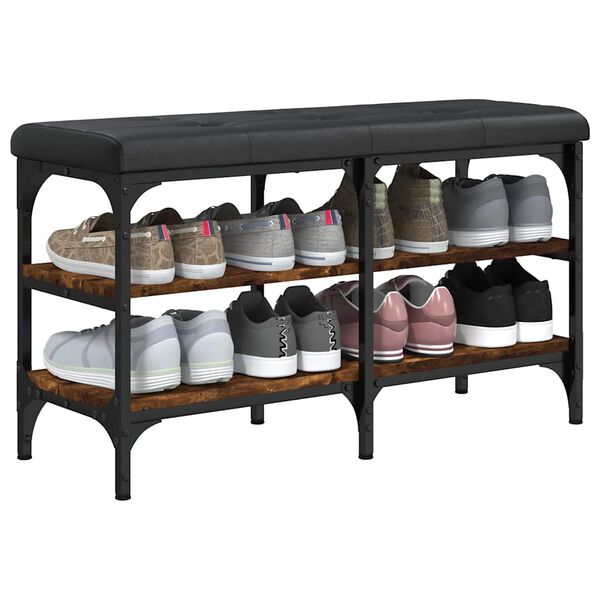 vidaXL Skob&auml;nk r&ouml;kf&auml;rgad ek 82x32x47 cm konstruerat tr&auml;