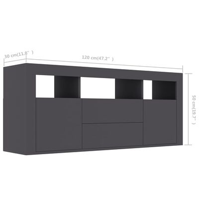 vidaXL TV-bänk grå 120x30x50 cm spånskiva