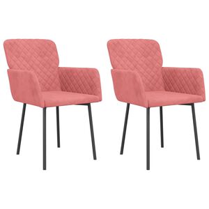 vidaXL Matstolar 2 st rosa sammet