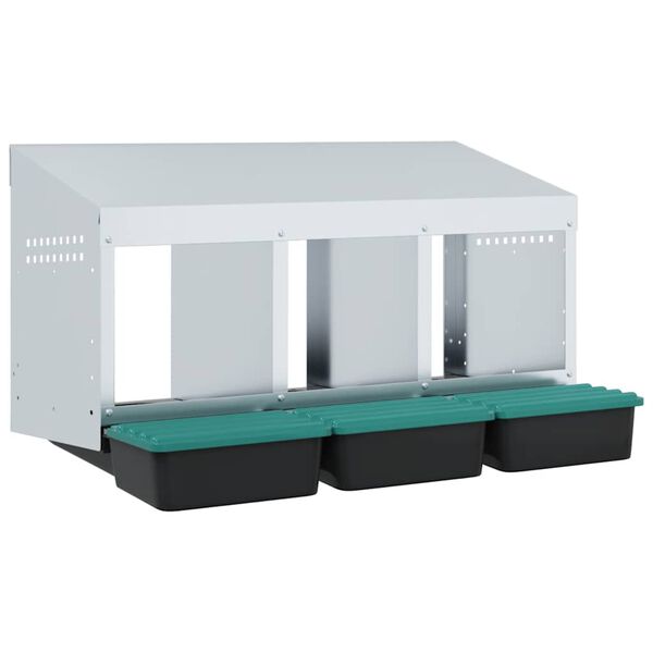 vidaXL Hönsholk 3 fack Väggmonterad galvaniserad stål