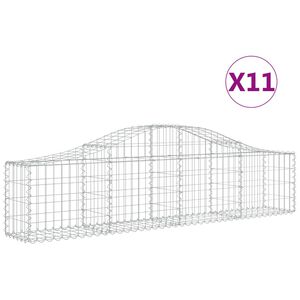 vidaXL Gabion b&aring;gformad 11 st 200x30x40/60 cm galvaniserat j&auml;rn