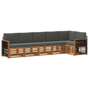 vidaXL Sektionsoffgrupp med kudde 5 pcs Naturlig och Antracit