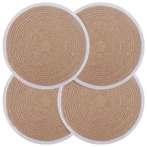 vidaXL Jute Placemats 4 st Naturlig och vit 100% Tossa Jute